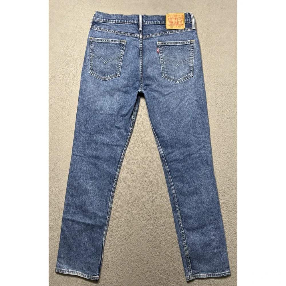 Levis 514 Jeans Mens 33x34 (32x33) Slim Straight Faded Distressed Workwear Denim